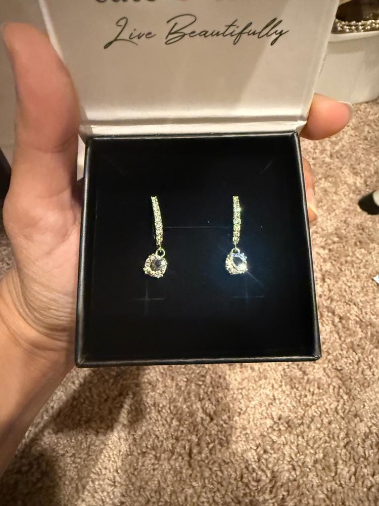 Customer photo review of McKenzie 18k White Gold Plated Drop Dangle Earrings with Swarovski Crystals
