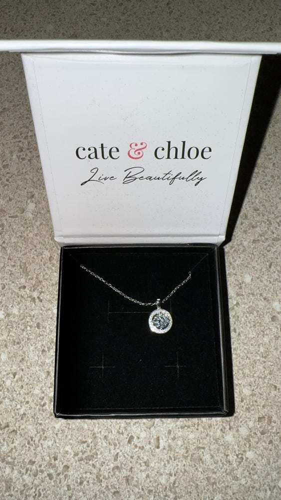 Customer photo review of Moissanite by Cate & Chloe Jordan 18k Gold Plated 925 Sterling Silver Necklace 0.95tcw