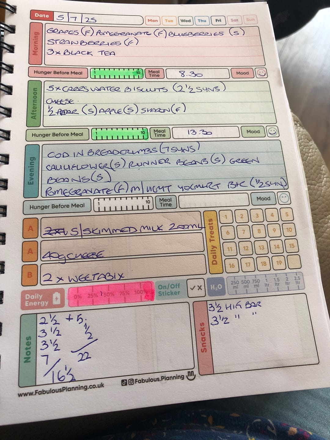 Customer photo review of Food Diary - C76 - Slimming World Compatible - Spacious