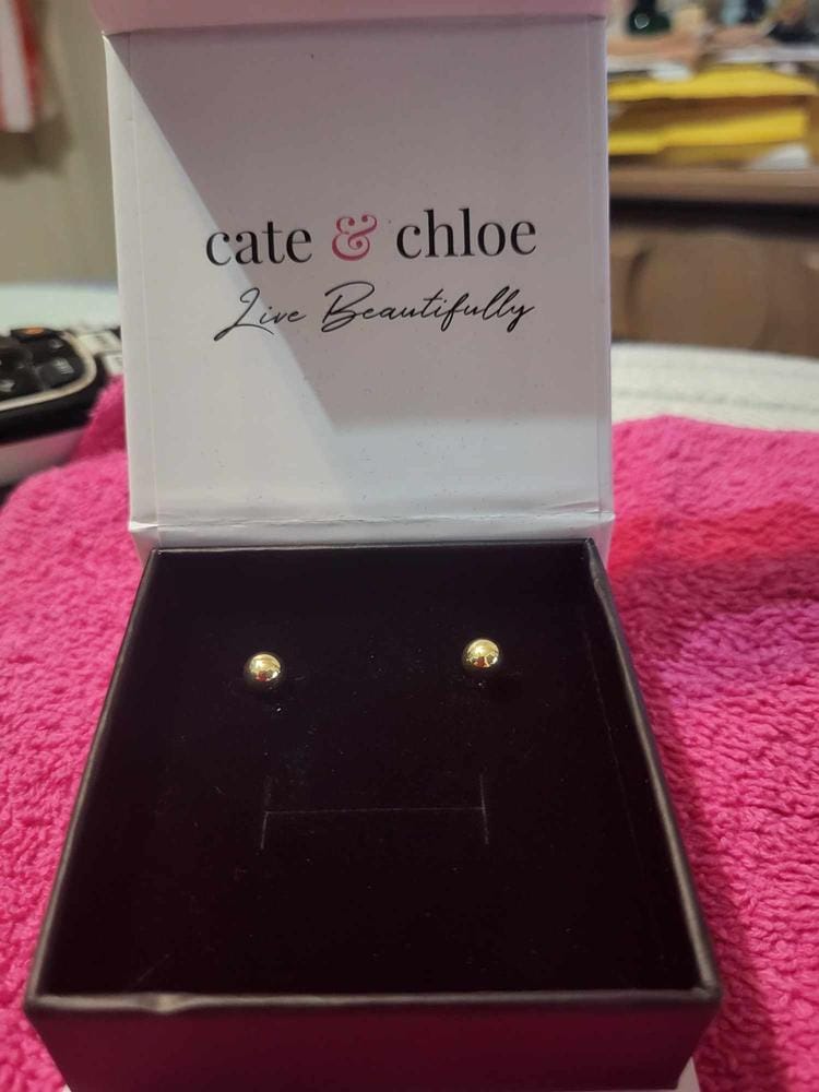 Customer photo review of Harper 18k White Gold Plated Ball Stud Earrings