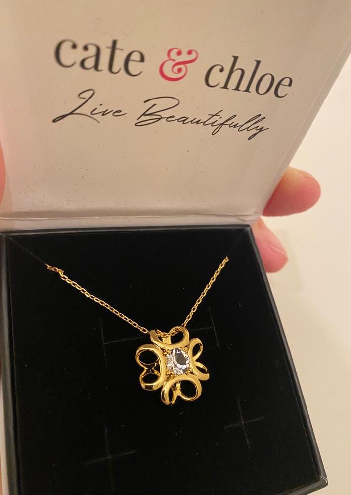 Customer photo review of Alexis 18k White Gold Plated Flower Pendant Necklace with Swarovski Crystal