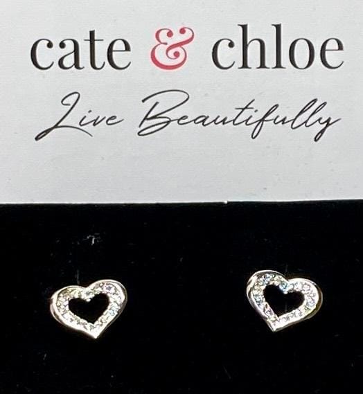 Customer photo review of Dominique 18k White Gold Plated Silver Heart Stud Earrings with Swarovski Crystals