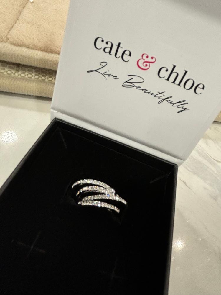 Customer photo review of Corina 18k White Gold Plated 20mm Hoop Earrings with Swarovski Crystals