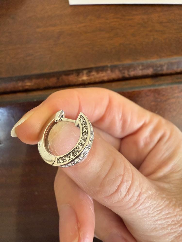 Customer photo review of Viviana 18k White Gold Plated 17mm Hoop Earrings with Swarovski Crystals
