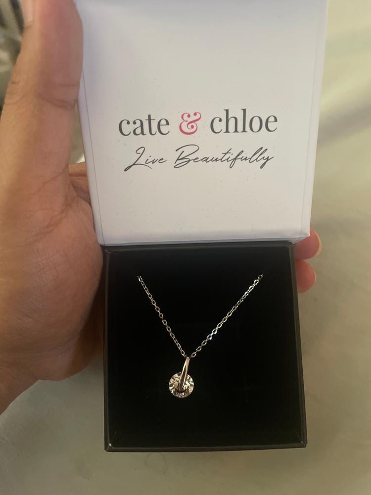 Customer photo review of Tina 18k White Gold Plated Necklace with Solitaire Swarovski Crystal