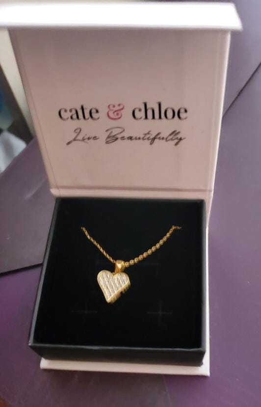 Customer photo review of Cecilia 18k White Gold Plated Heart Pendant Necklace with Swarovski Crystals
