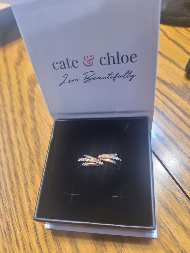 Customer photo review of Bella 18k White Gold Plated 17mm Hoop Earrings with Swarovski Crystals