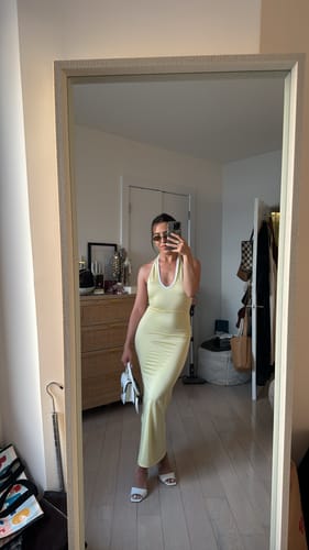 Customer photo review of Butter Yellow Maxi Feminine Dress