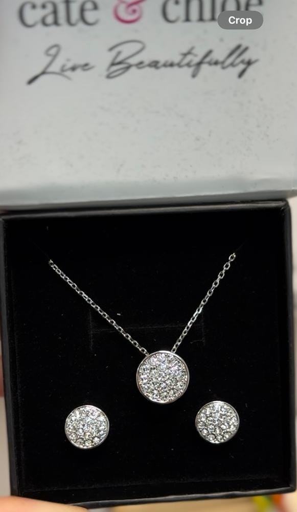 Customer photo review of Nelly 18k White Gold Plated Pave Stud Earrings with Swarovski Crystals