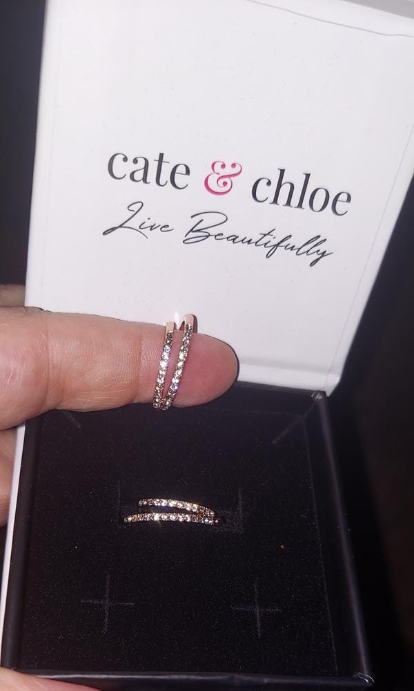 Customer photo review of Corina 18k White Gold Plated 20mm Hoop Earrings with Swarovski Crystals