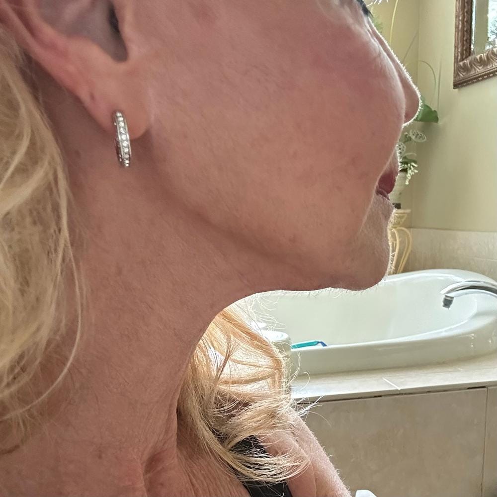 Customer photo review of Viviana 18k White Gold Plated 17mm Hoop Earrings with Swarovski Crystals