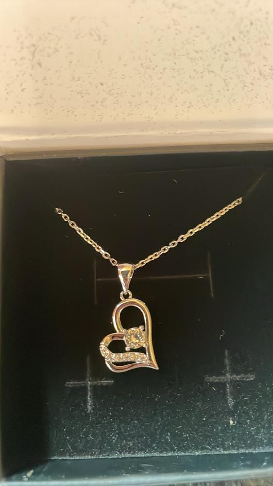 Customer photo review of Kara 18k White Gold Plated Silver Heart Necklace with Swarovski Crystals