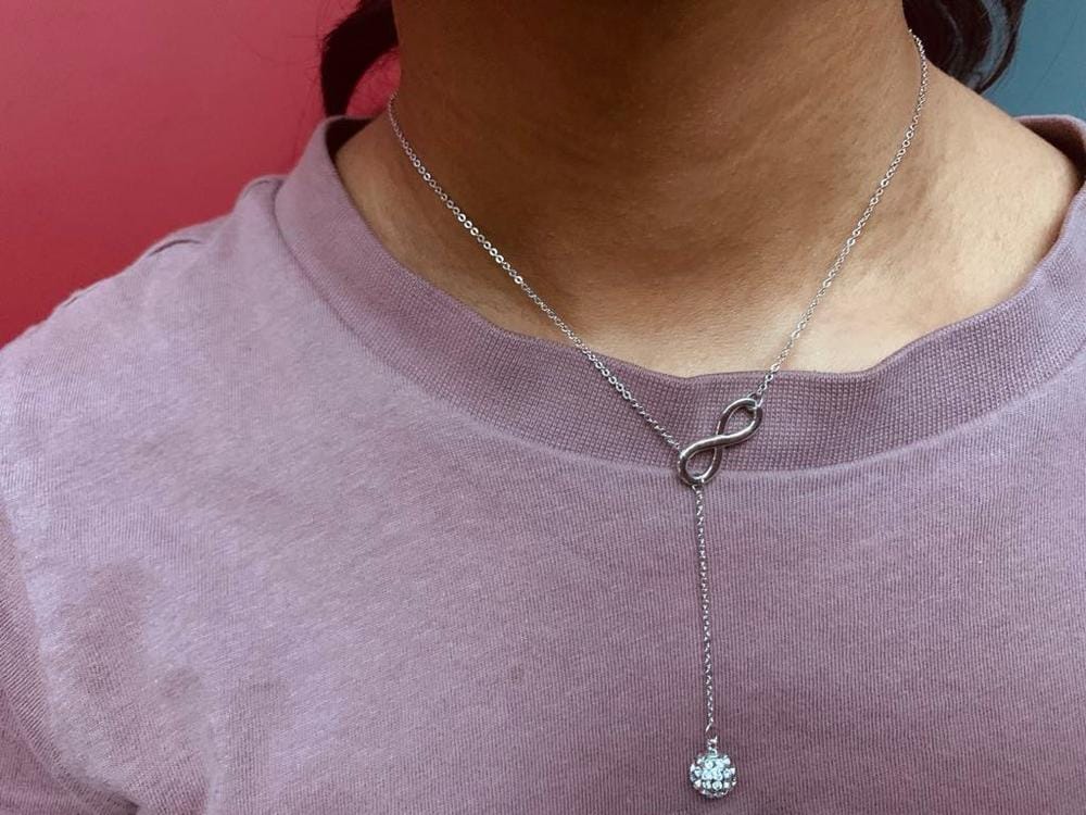 Customer photo review of Sonya 18k White Gold Plated Silver Y-Necklace with Swarovski Crystals - Fab Fav