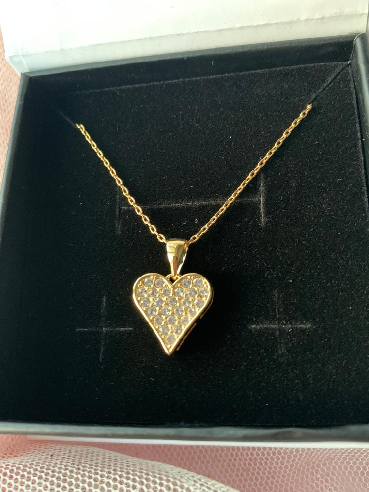 Customer photo review of Cecilia 18k White Gold Plated Heart Pendant Necklace with Swarovski Crystals