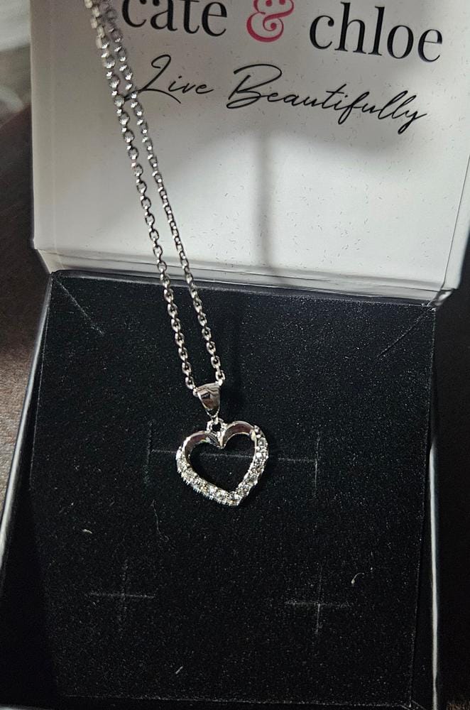 Customer photo review of Chelsea 18k White Gold Plated Silver Heart Necklace with Swarovski Crystals