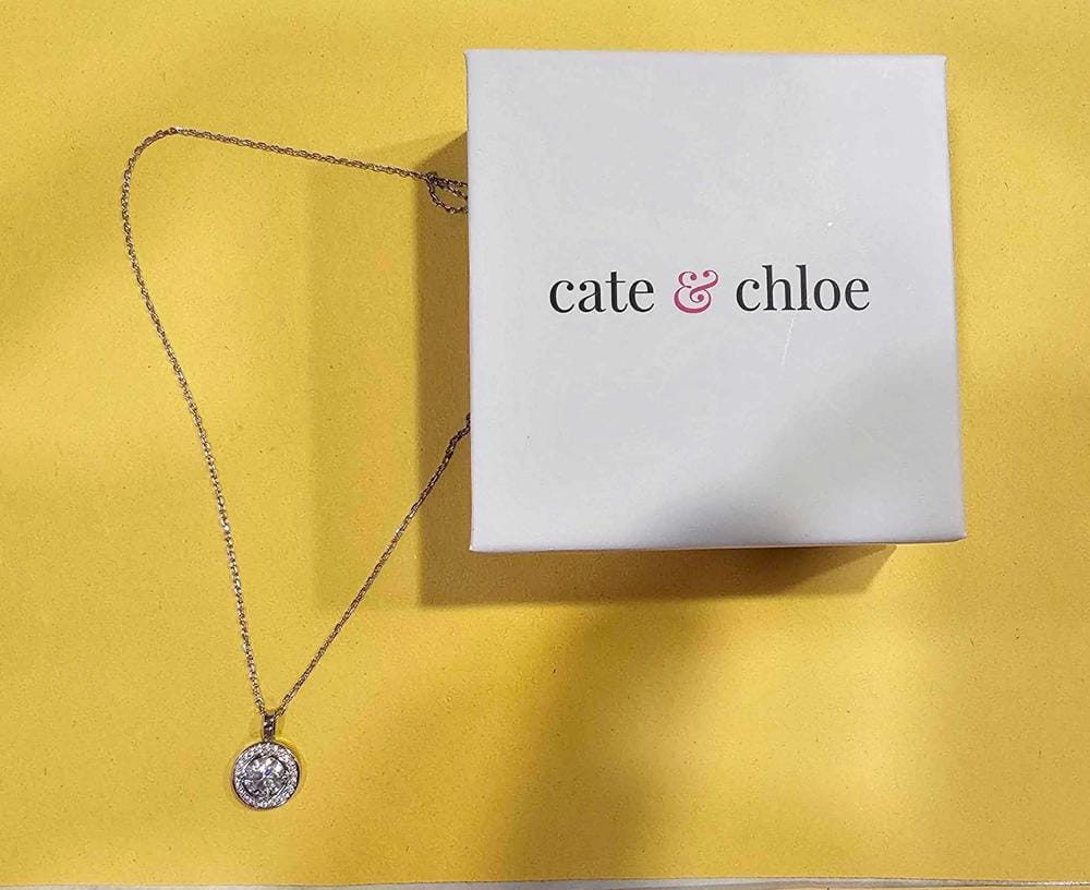 Customer photo review of Moissanite by Cate & Chloe Jordan 18k Gold Plated 925 Sterling Silver Necklace 0.95tcw