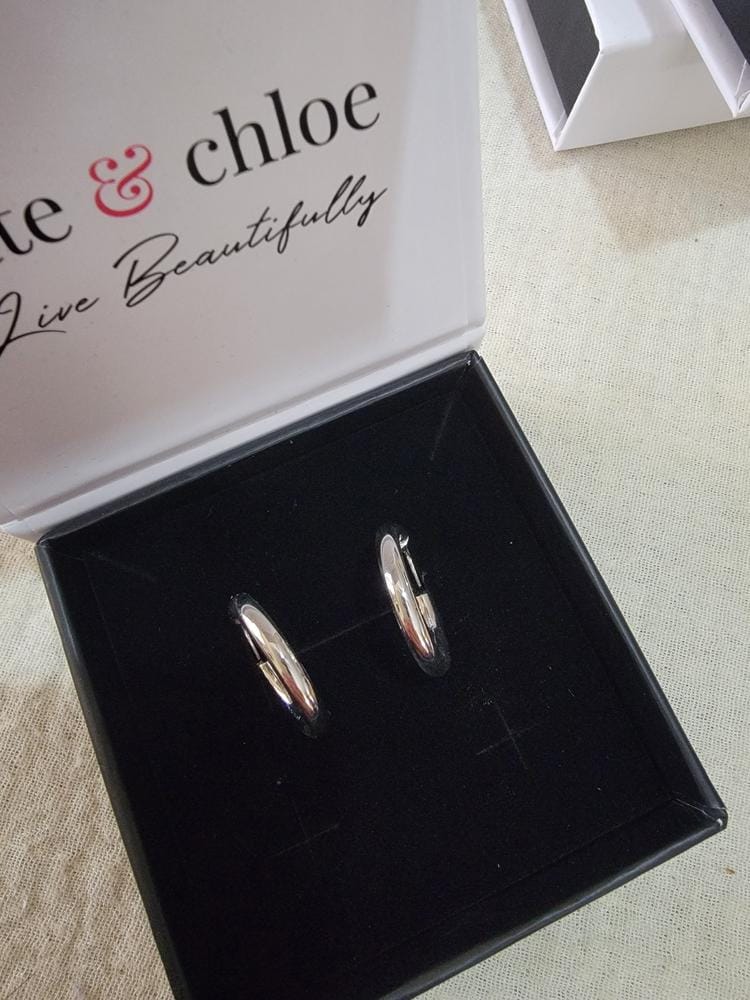 Customer photo review of Amy 18k White Gold Plated 20mm/30mm Hoop Earrings - Fab Fav Deals