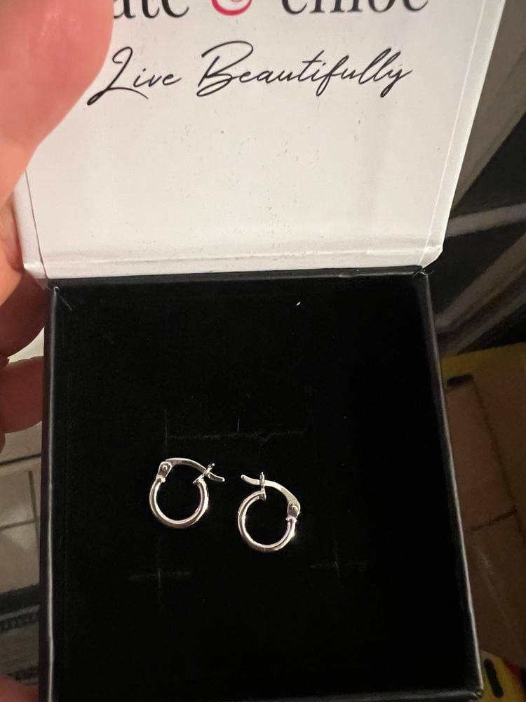 Customer photo review of Monica 18k White Gold Plated 10mm/40mm/50mm Hoop Earrings