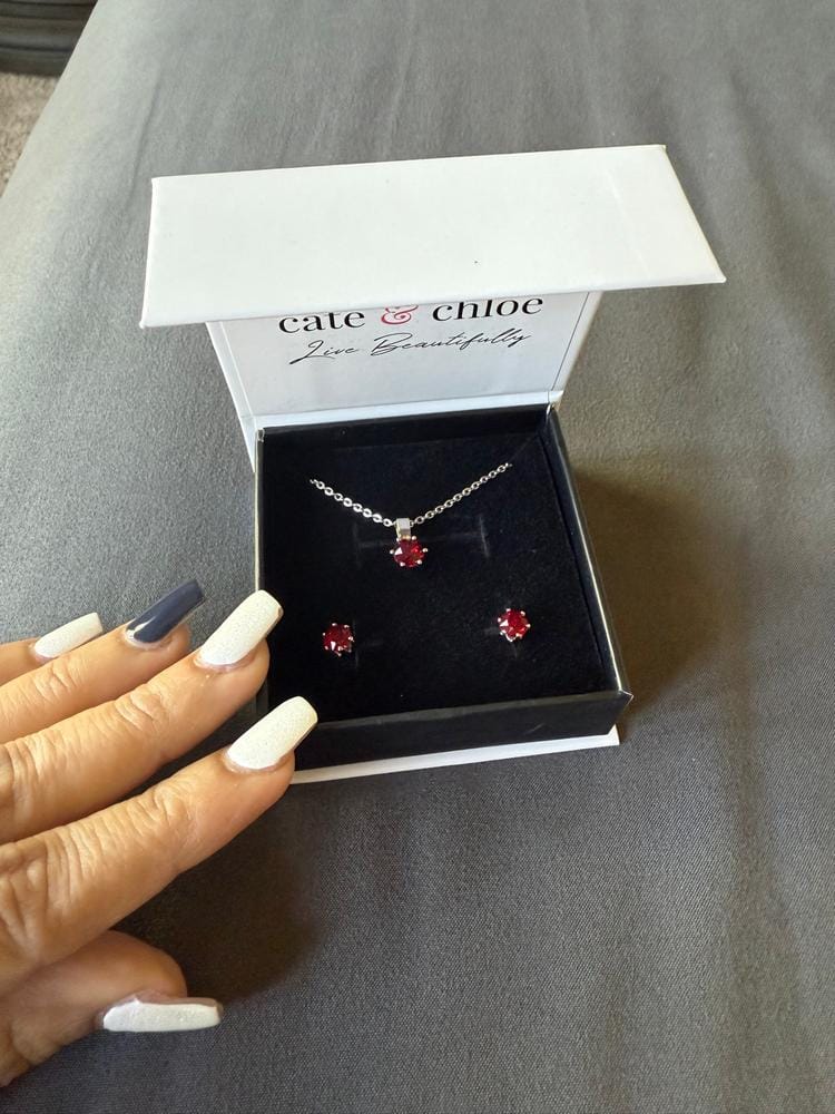 Customer photo review of Birthstone Earrings 18k White Gold Plated Stud Earrings with 1ct Solitaire Swarovski Crystals