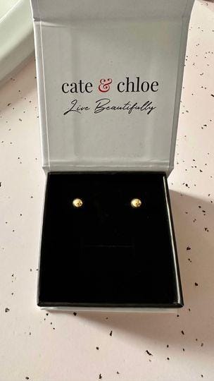 Customer photo review of Harper 18k White Gold Plated Ball Stud Earrings