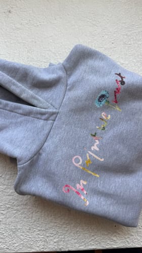 Customer photo review of full bloom grey hoodie