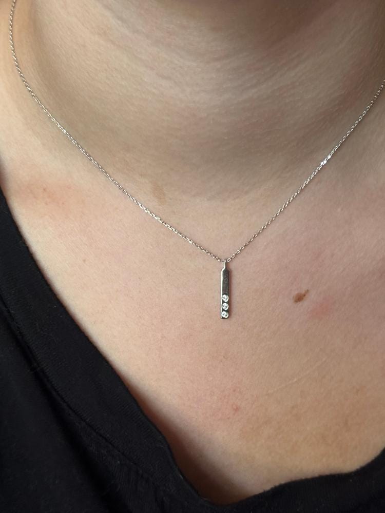Customer photo review of Tessa 18k White Gold Plated Bar Necklace with Swarovski Crystals