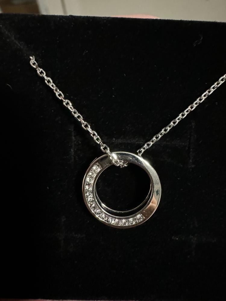 Customer photo review of Viviana 18k White Gold Plated Hoop Pendant Necklace with Swarovski Crystals