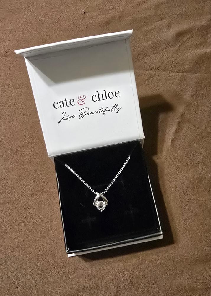 Customer photo review of Eloise 18k White Gold Plated Pendant Necklace with Round Cut Swarovski Crystal