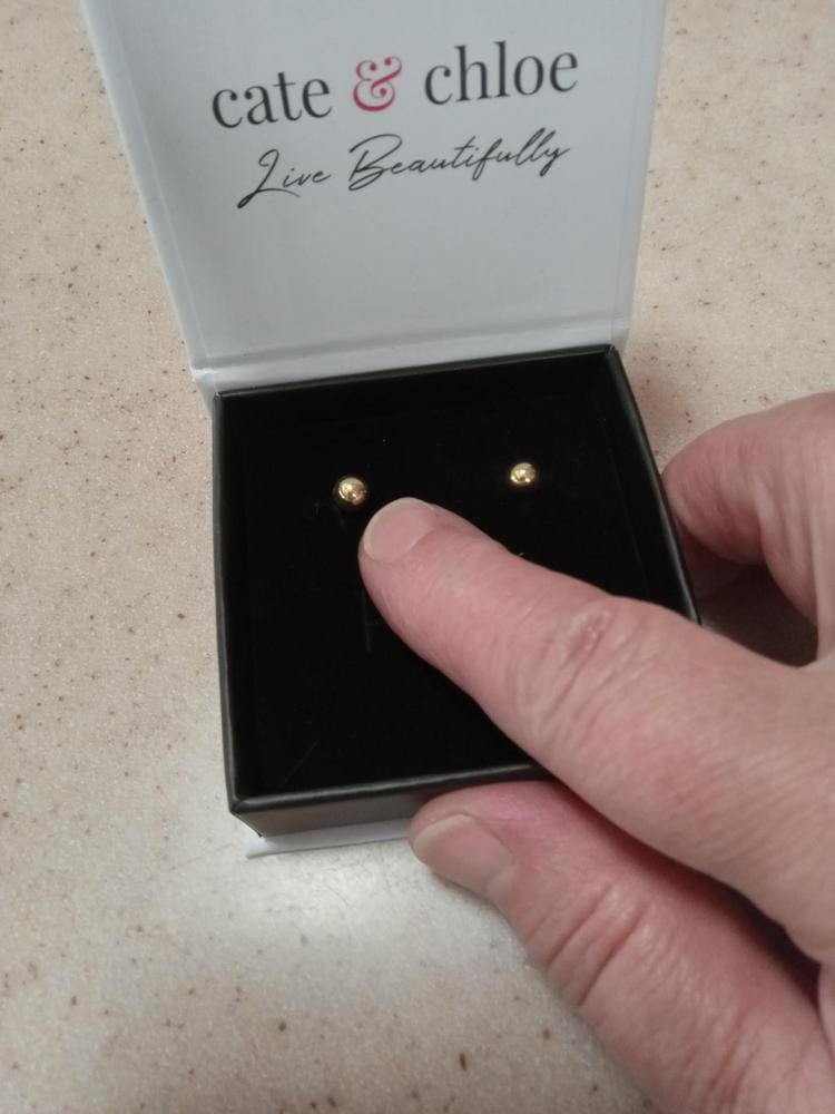 Customer photo review of Harper 18k White Gold Plated Ball Stud Earrings
