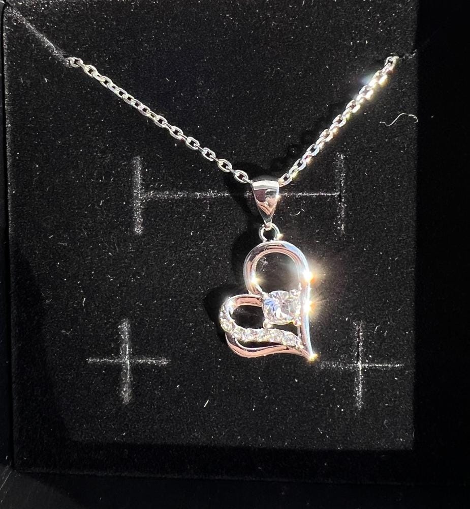 Customer photo review of Kara 18k White Gold Plated Silver Heart Necklace with Swarovski Crystals