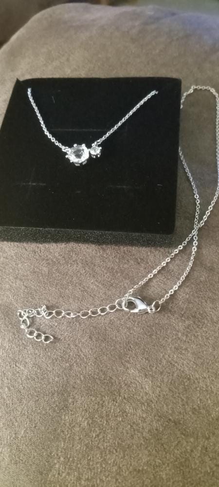 Customer photo review of Emma 18k White Gold Plated 2-Stone Pendant Necklace with  Swarovski Crystals
