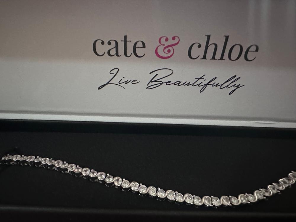 Customer photo review of Ezra 18k White Gold Plated Infinity Tennis Bracelet with Simulated Diamond Crystals
