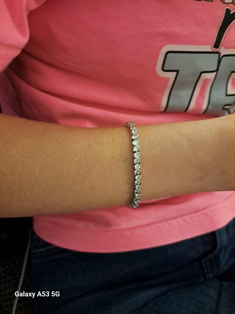 Customer photo review of Ezra 18k White Gold Plated Infinity Tennis Bracelet with Simulated Diamond Crystals
