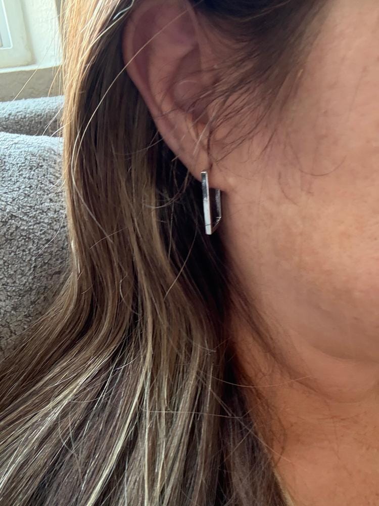 Customer photo review of Annalise 18k White Gold Plated 24mm Silver Square  Hoop Earrings