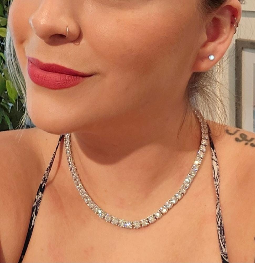 Customer photo review of Priscilla 18k White Gold Plated Tennis Necklace with Simulated Diamond Crystals