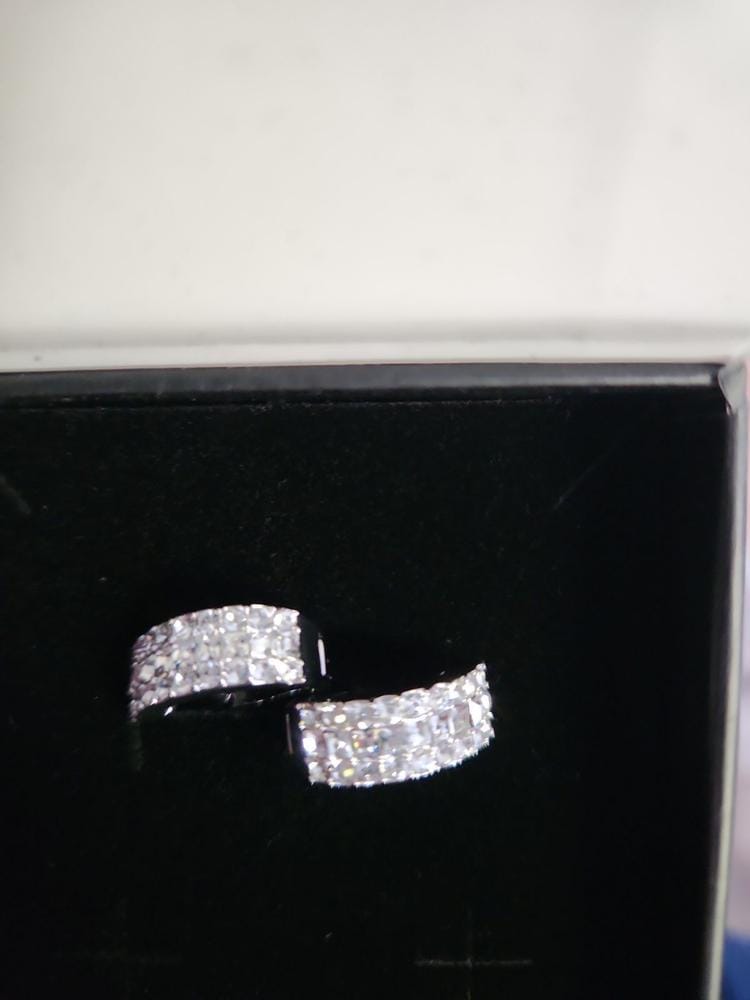 Customer photo review of Wrenley 18k White Gold Plated 16mm Hoop Earrings with Swarovski Crystals
