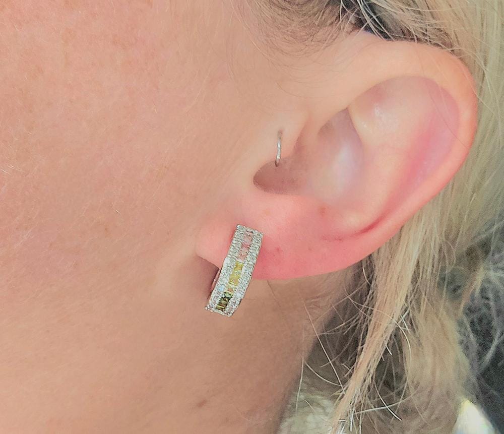 Customer photo review of Rachel 18k White Gold Plated 19mm Hoop Earrings with Swarovski Crystals
