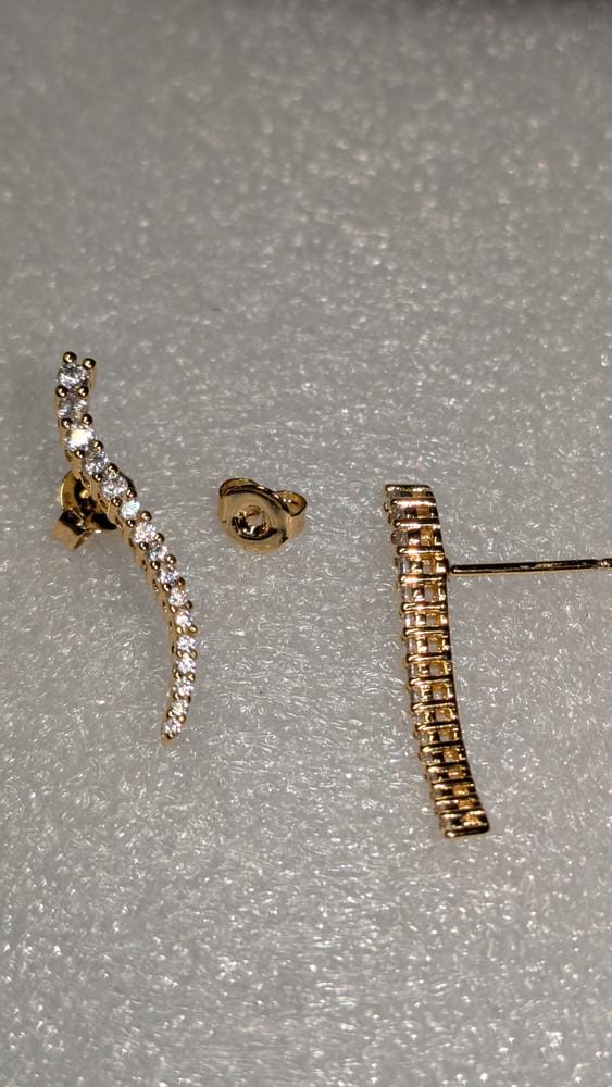 Customer photo review of Isabella 18k White Gold Plated Sterling Silver Ear Climber Earrings with Simulated Diamond Crystals