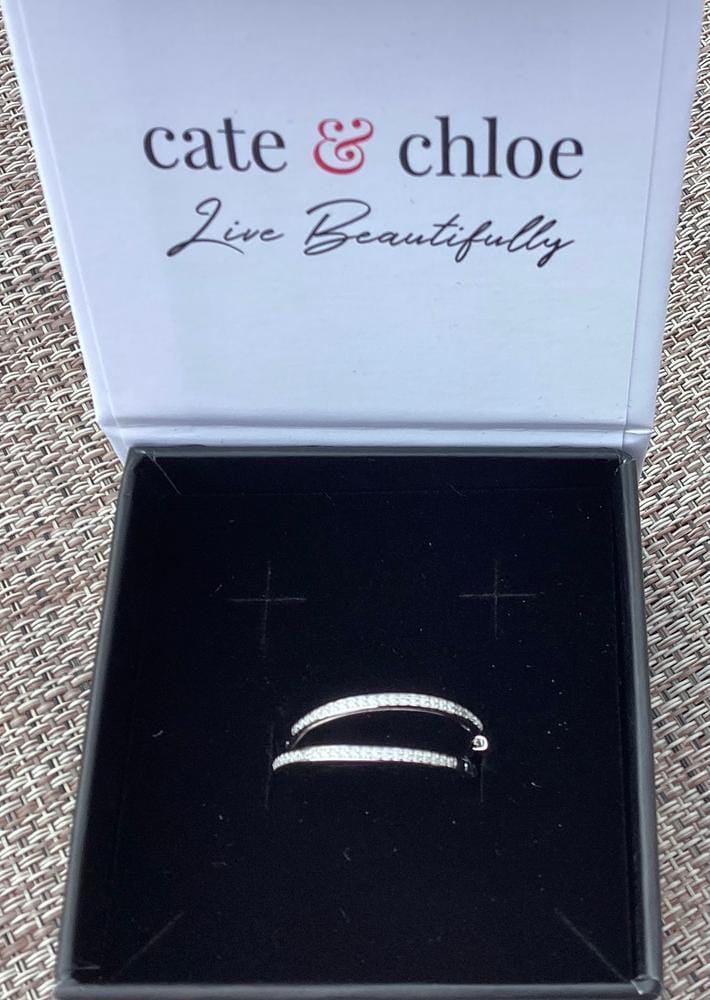 Customer photo review of Moissanite by Cate & Chloe Delaney 18k White Gold Plated 25mm 925 Sterling Silver Stud Earrings 0.23tcw