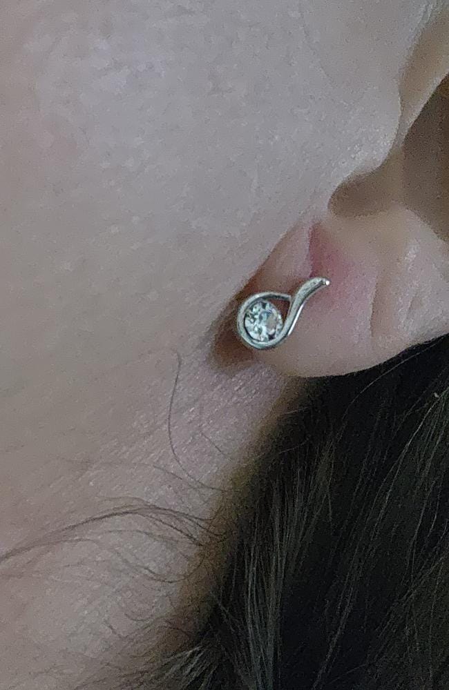 Customer photo review of Parker 18k White Gold Plated Tear drop Stud Earrings with Swarovski Crystal
