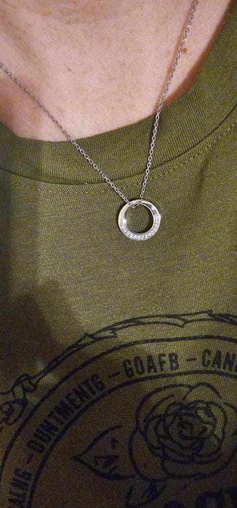 Customer photo review of Viviana 18k White Gold Plated Hoop Pendant Necklace with Swarovski Crystals