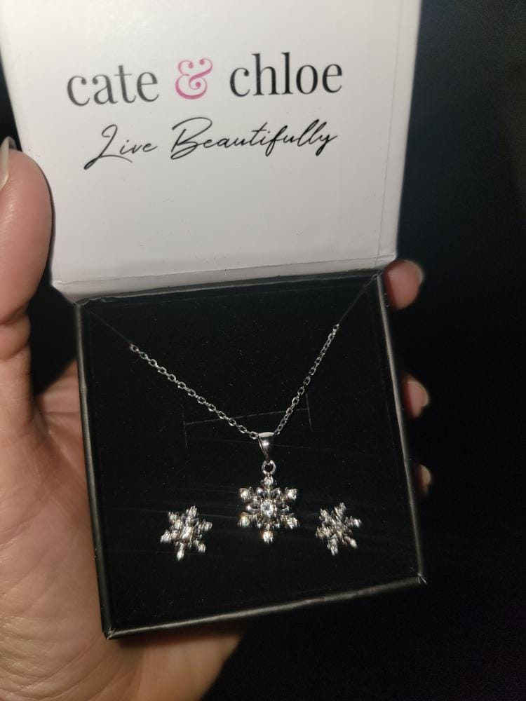 Customer photo review of Sunny 18k White Gold Plated Necklace and Stud Earrings Jewelry Set with Swarovski Crystals