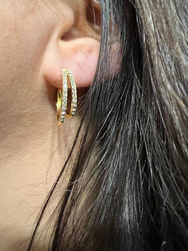 Customer photo review of Corina 18k White Gold Plated 20mm Hoop Earrings with Swarovski Crystals