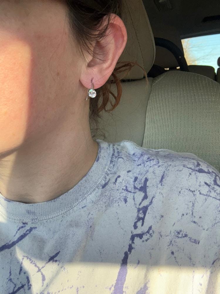 Customer photo review of McKayla 18k White Gold Plated Drop Earrings with Swarovski Crystals