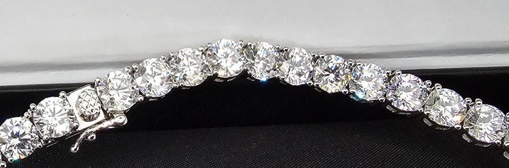 Customer photo review of Priscilla 18k White Gold Plated Tennis Necklace with Simulated Diamond Crystals