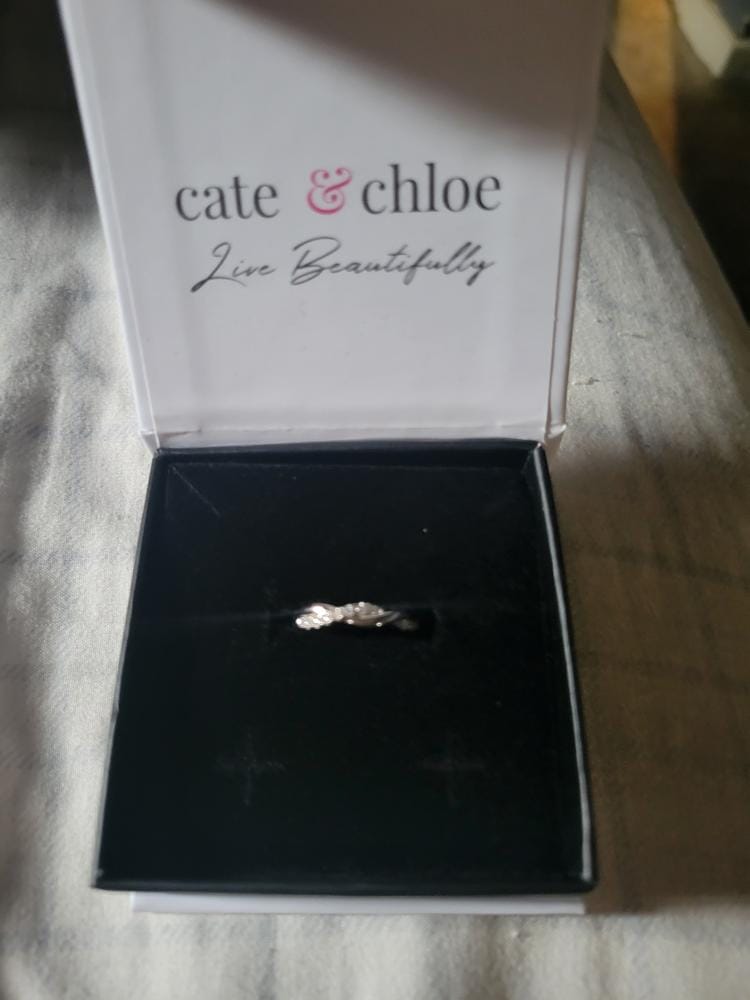 Customer photo review of Moissanite by Cate & Chloe Avery 0.21tcw Round Cut 925 Sterling Silver 18k White Gold Plated Wedding Band
