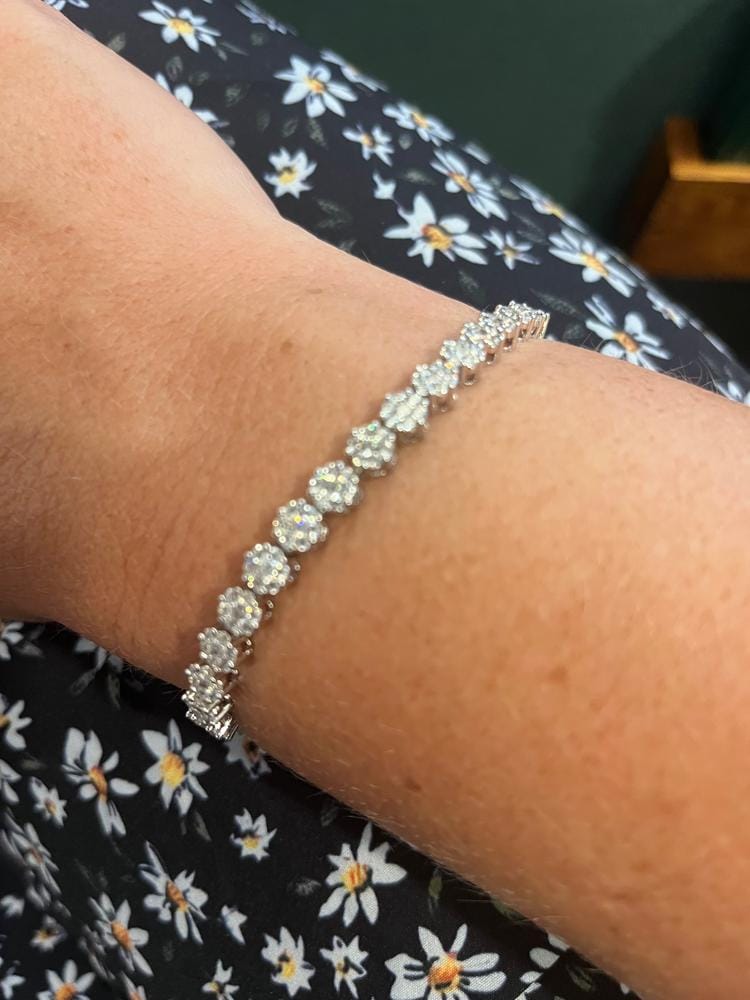 Customer photo review of Ally 18k White Gold Plated Tennis Bracelet with Simulated Diamond Crystals