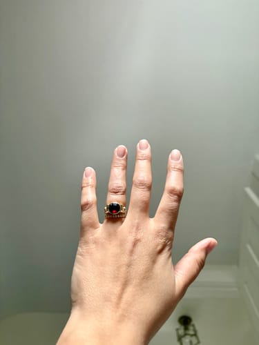 Customer photo review of Vintage Heavy 14k Yellow Gold 3.7ct Garnet Bezel Dome Ring 7.00