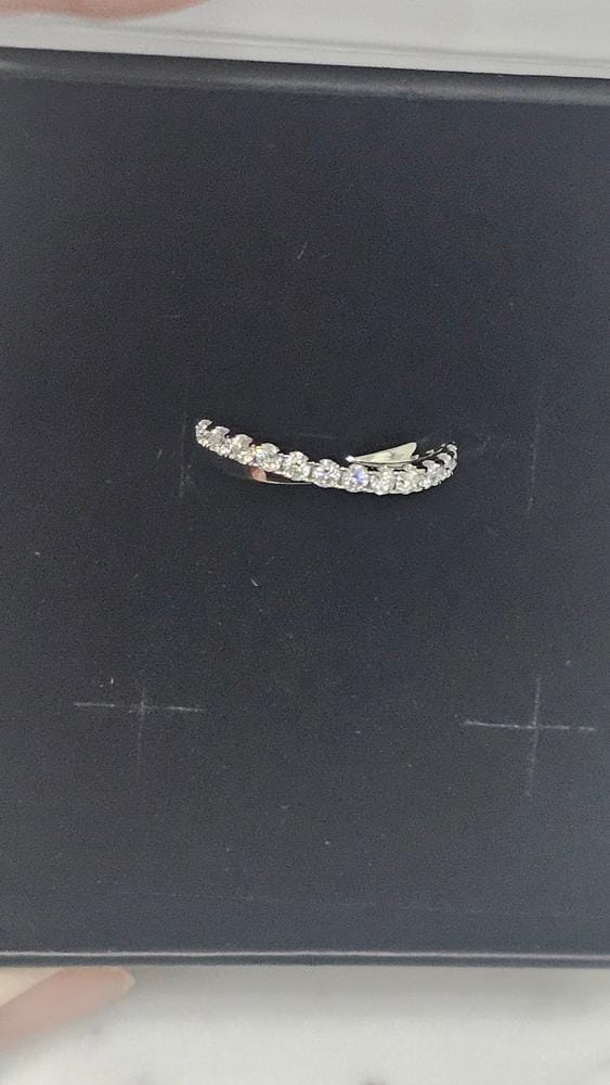 Customer photo review of Moissanite by Cate & Chloe Emerson 0.36tcw Round Cut 925 Sterling Silver 18k White Gold Plated Wedding Band