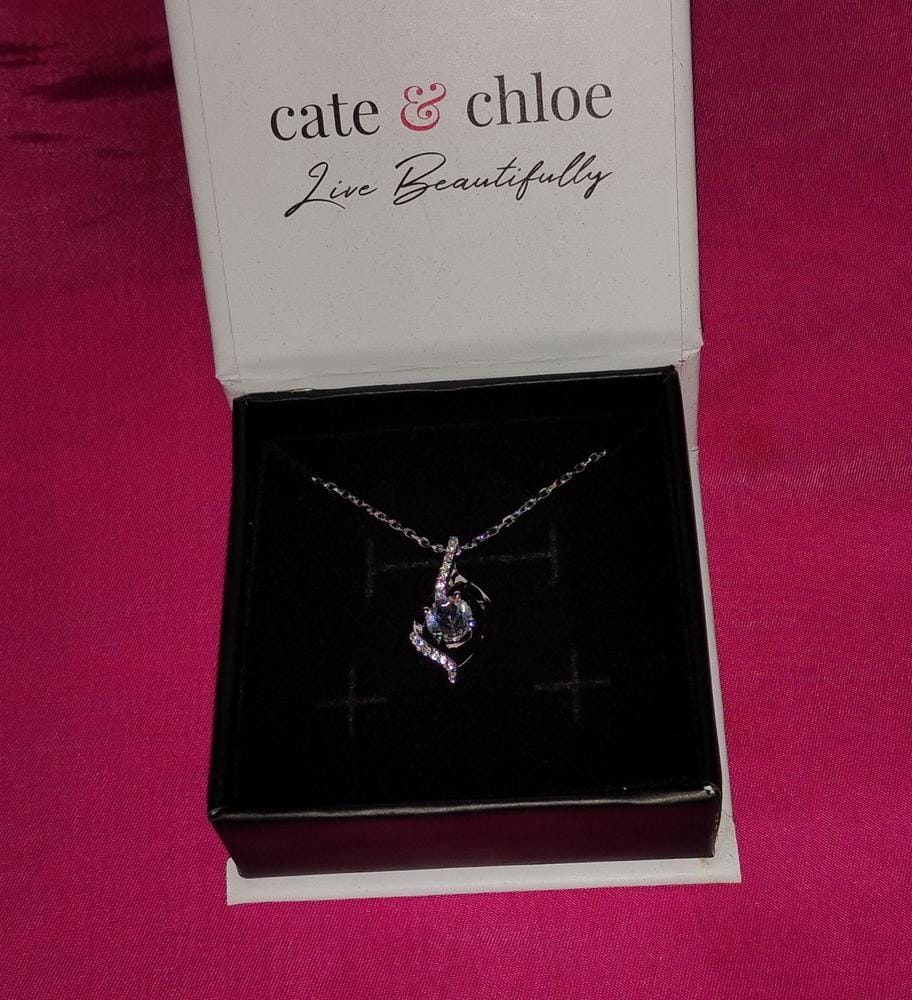 Customer photo review of Sabrina 18k White Gold Plated Pendant Necklace with Swarovski Crystals
